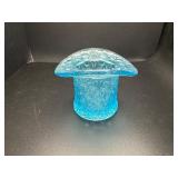 Vintage Fenton aqua & frosted blue top hat