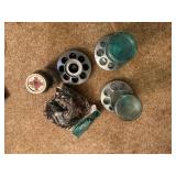 Chicken feeders, vintage ball jars, potpourri