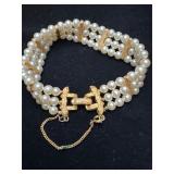 Vintage Ciner 3 strand faux pearl bracelet