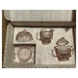 Vintage Mosser glass Mini dish set, pink