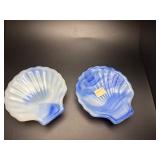 Akro Agate Blue swirl slag glass shell dish