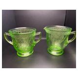 Vintage Georgian lovebirds uranium green set