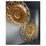 Vintage Amber open lace dishes