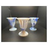 Vintage Akro Agate Blue swirl hand vase