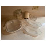 Glass jar, shaker, banana, split dishes etc