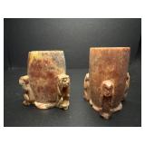 Vintage soapstone carved toothpick holders