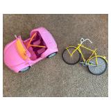 Barbie car and bicycle