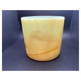 Vintage brown swirl slag glass pot