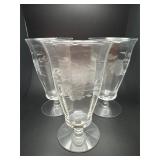 Vintage floral etched ice tea glasses
