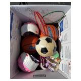 Sports balls, Disney helmets, etc.