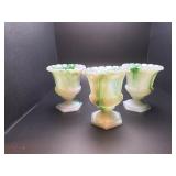 Vintage Akro Agate slag glass urns