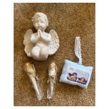 Cherub garden statue, lefton compote , etc.