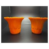 Vintage Akro Agate orange slag glass vases