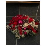 Vintage Christmas candle holder table arrangement