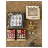 Vintage shiny Brite Christmas ornaments & tree top