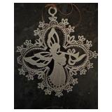 Vintage white enamel brass Christmas ornaments