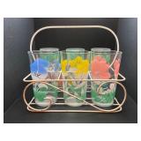Vintage flower glasses with caddy
