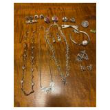 Vintage floral earrings, art brooch jewelry