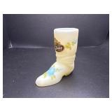 Vintage custard satin Fenton hand-painted boot
