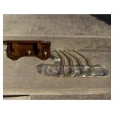 Wooden shelf with hangers, metal rack