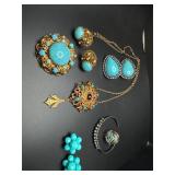 Vintage West Germany filigree, turquoise jewelry
