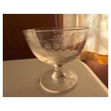 Vintage sherbet cups with etched grape pattern