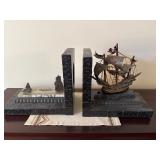 Vintage clipper ship wooden book ends