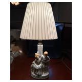 Vintage Victorian, hand painted, gold, gilded lamp