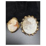 Vintage cameo brooches