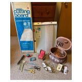Vintage Sewing accessories , light, basket etc