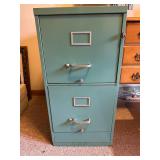 Vintage aqua green two drawer filing cabinet