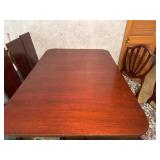 Vintage wooden dining room table and six chairs