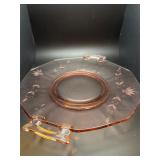 Pink depression, glass serving trays