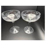 Vintage etched champagne glasses