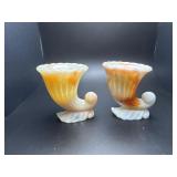 Vintage Vogue Orange  slag Glass cornucopia, etc.