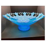 Vintage Pedestal blue frosted glass, Westmoreland