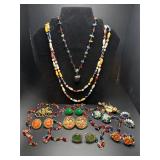 Vintage enamel, colored stones, jewelry