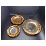Vintage Marigold carnival glass nesting ashtrays