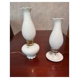 Vintage milk glass bedside lamp