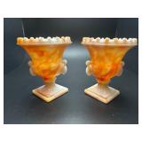 Vintage NYC Vogue Merc.Orange slag glass urn