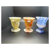 Vintage Akro Agate/Vogue slag glass urns