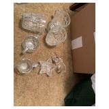 Vintage sugar & creamer, glass slipper etc