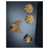 Vintage BSK earrings & Monet brooch
