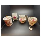 Vintage sugar & creamer, teacup, etc.