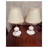 Vintage Hobnail milk glass table lamps