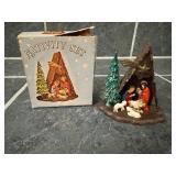 Vintage plastic Christmas scene nativity set