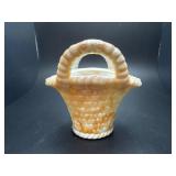 Vintage orange swirl slag glass basket vase
