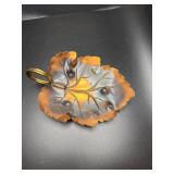 Vintage copper craft leaf trinket tray