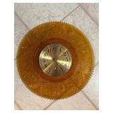 Vintage Tiara Indiana amber glass clock