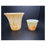 Vintage Akro Agate vase & dart